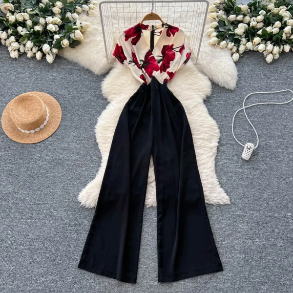 Women Sexy Criss-Cross V Neck Slim Elastic Bodycon Jumpsuit Summer