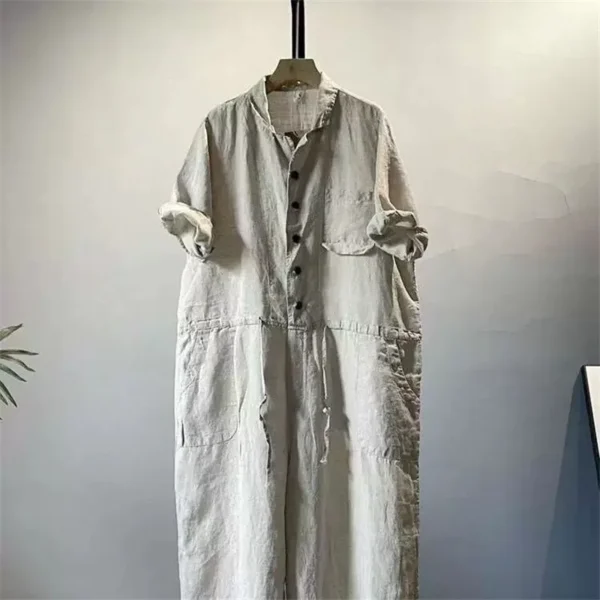 Cotton Linen Jumpsuit For Women Casual Loose Summer Streetwear Style