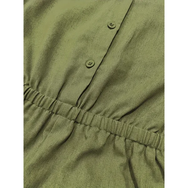 Breathable Cotton Linen Vintage Jumpsuit With Buttons And Pockets - Image 3