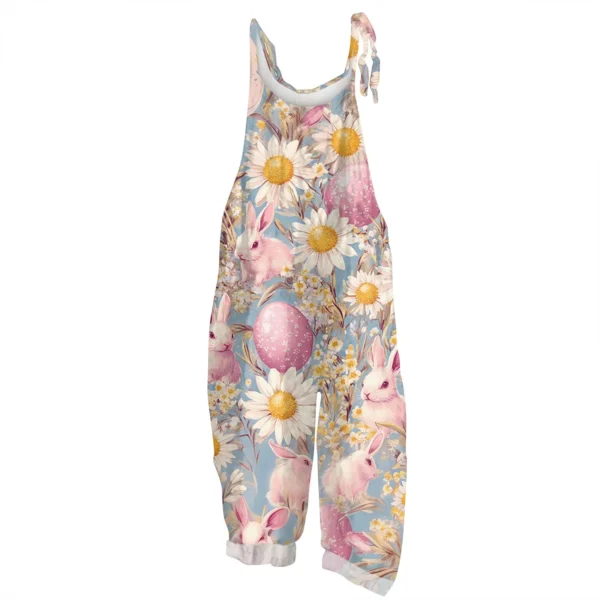 Women’s Cotton Linen Casual Loose Printed Summer Romper Jumpsuit