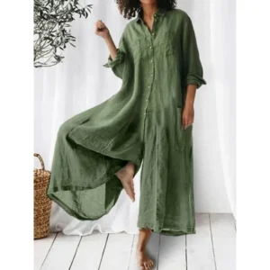 Women Plus Size Casual Cotton Linen Loose Wide Leg Jumpsuit Comfortable