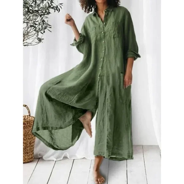 Women Plus Size Casual Cotton Linen Loose Wide Leg Jumpsuit Comfortable