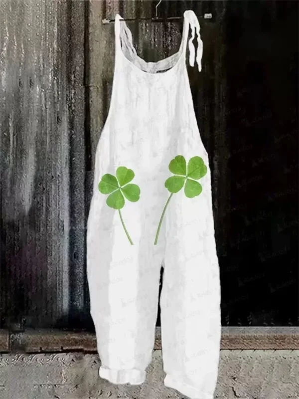 3D Printed Cotton Linen Jumpsuit Casual Loose Summer Plus Size Outfit Wear - Image 3