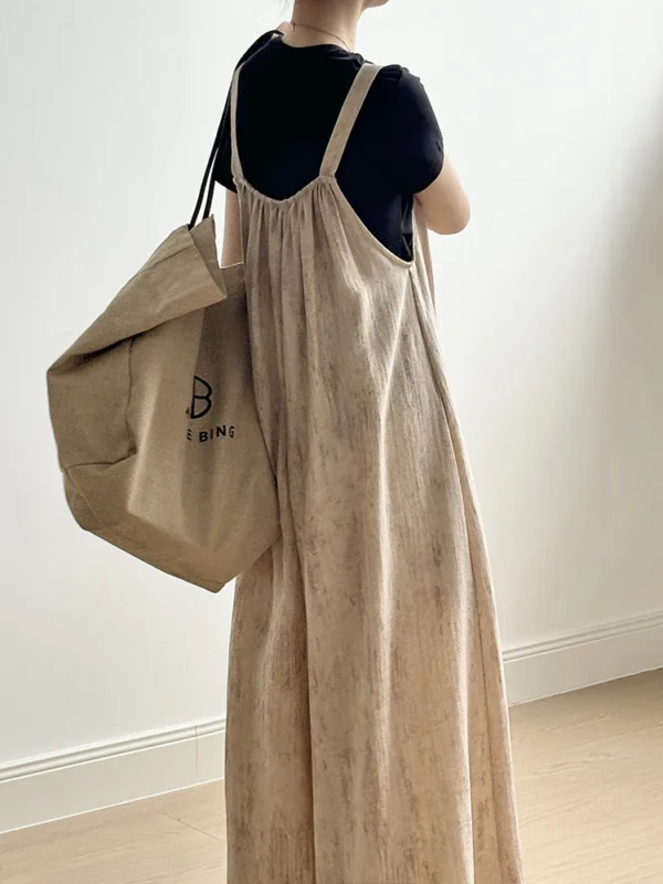 Women Linen Wide Leg High Waist Casual Jumpsuit Spring Autumn - Image 6