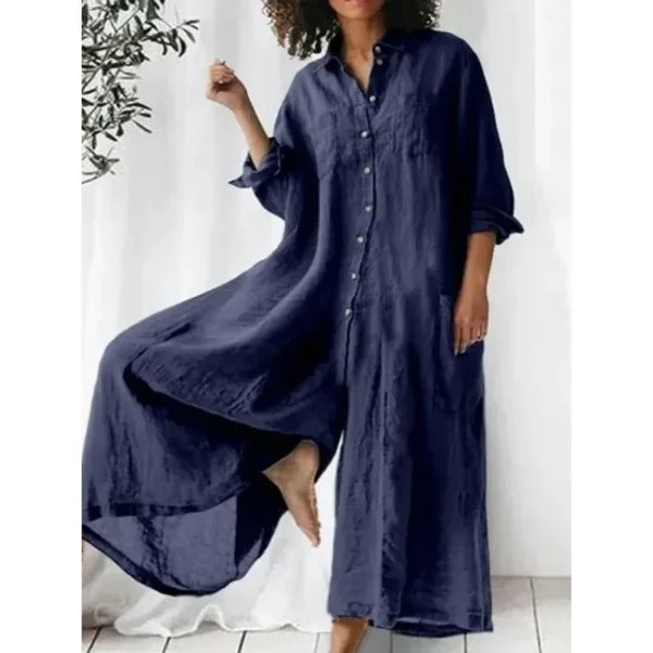 Women Plus Size Casual Cotton Linen Loose Wide Leg Jumpsuit Comfortable - Image 2