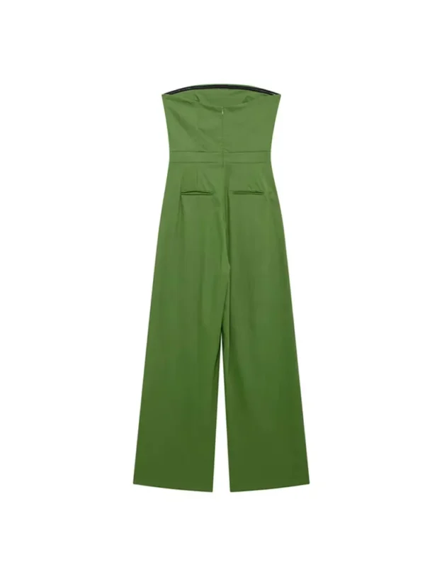 Strapless Linen Jumpsuit For Women Straight Neck Chic Playsuit - Image 4