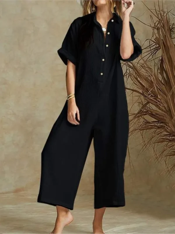 Elegant Cotton Linen Workwear Jumpsuit For Women Office Casual