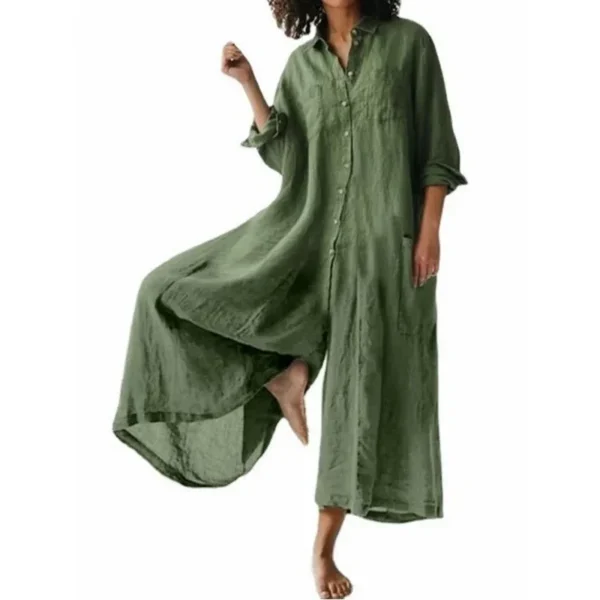 Women Plus Size Casual Cotton Linen Loose Wide Leg Jumpsuit Comfortable - Image 5